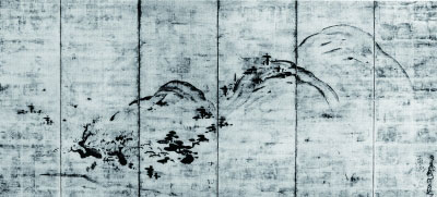 仿雪村山水图（水墨） 135.8×294.2厘米 池大雅 京都园田氏藏